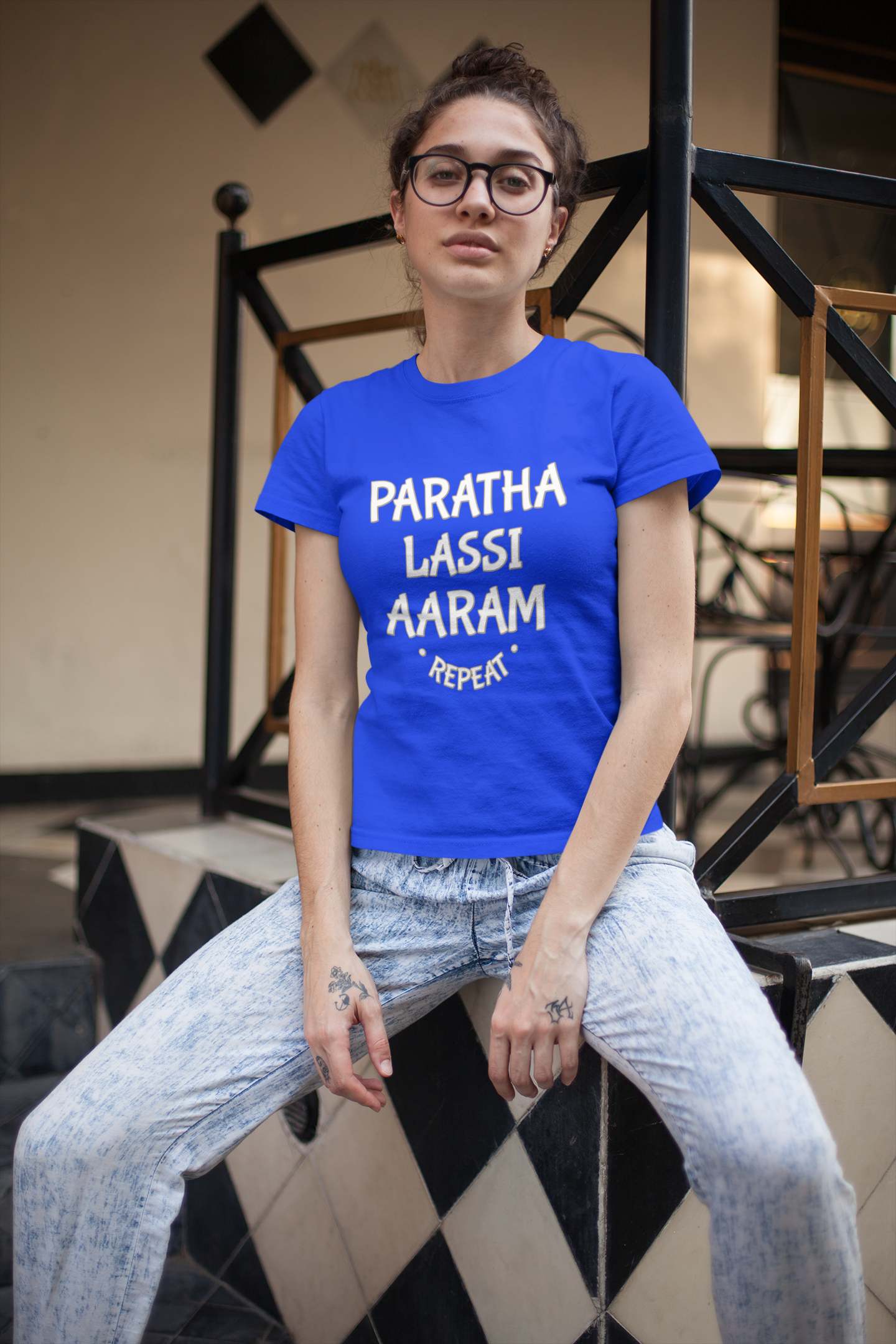 Paratha Lassi Aaram Repeat | Punjabi T-Shirt For Women