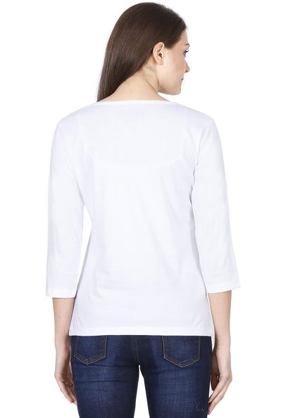 Plain White | Women 3/4 Sleeve Round Neck T-Shirt