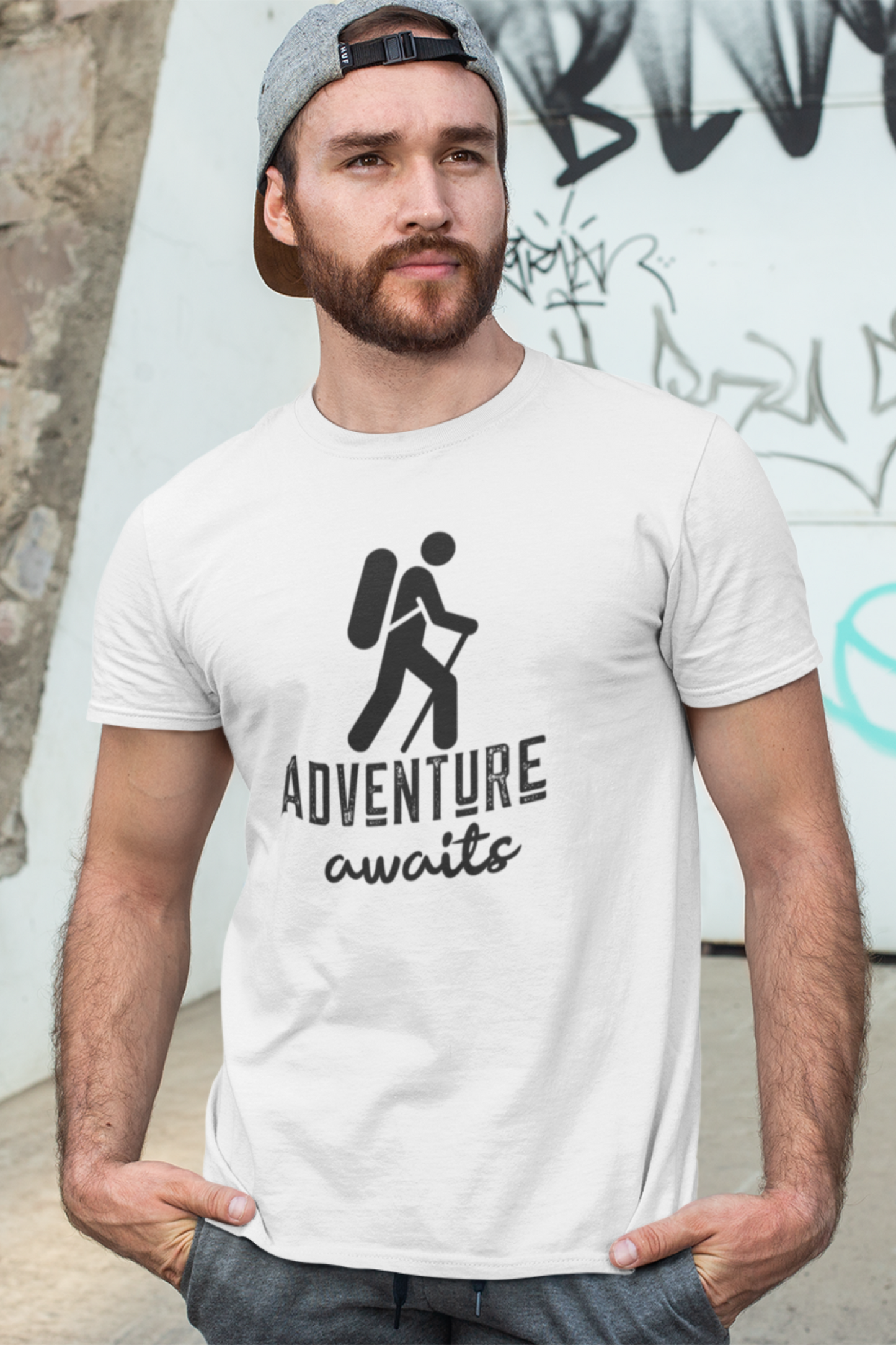 Adventure Awaits | Men Half Sleeve Round Neck T-Shirt